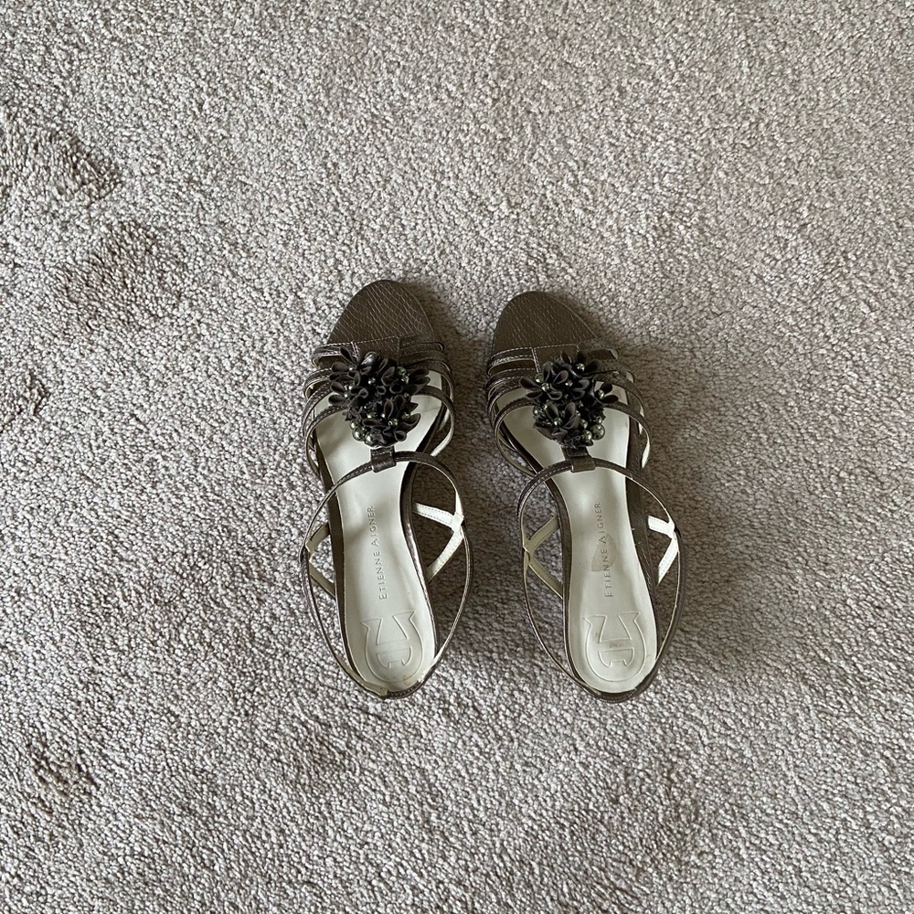 Etienne Aigner metallic wedge heel
